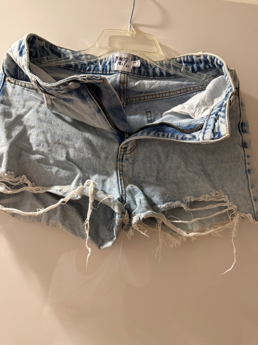 Princess Polly Light Blue Distressed Denim Shorts